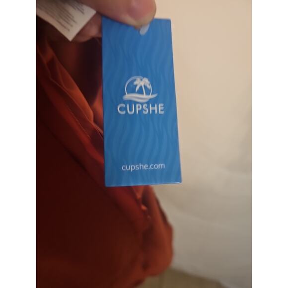 Cupshe Rust Halter Mini Dress M – Crossover Back Summer Vacation Boho Style - Picture 5 of 5